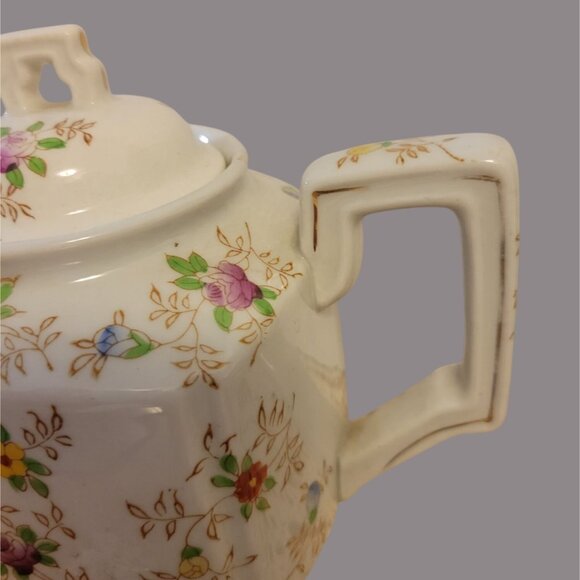 Porcelain Hand Painted Square Floral Teapot w/Lid Takito Japan - Picture 7 of 13